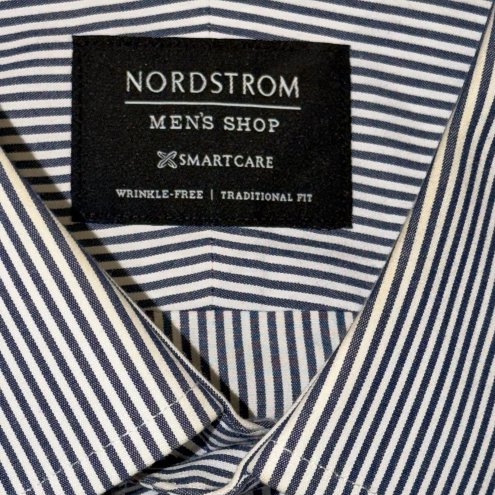 Nordstrom Blue and White Pinstripe Dress Shirt - Picture 3 of 5